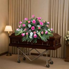 Eternal pink casket spray