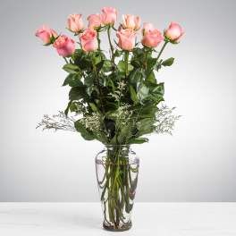 Dozen Long Stemmed Pink Roses by BloomNation™