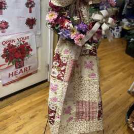 Pink Primitive Throw with Coordinating Silk Grapevine Wreath