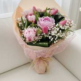 Peony & Tulip Splendor - Sparkling Pink Bouquet