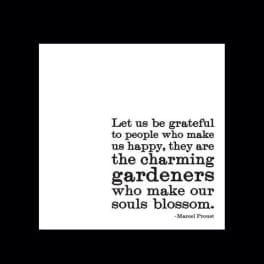 White card with a quote about gardeners in black text
