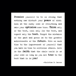 A white quote card with black typewriter-style text on a black background