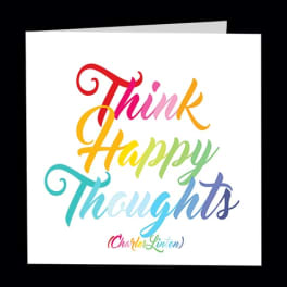 Colorful thank-you greeting card with rainbow script text
