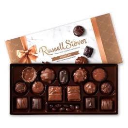 Box of assorted chocolates with the lid open