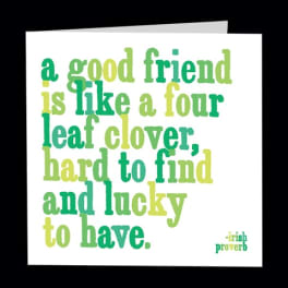 Greeting card with an Irish proverb in green and yellow text