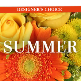 Yellow roses and orange gerbera daisies with yellow mums