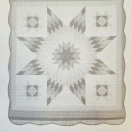 Grey & White Star Pattern Quilted Throw