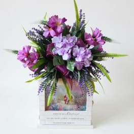 Cardinal Wooden Lighted Lantern w/ Silk Floral