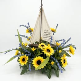Psalm 63:4 Sailboat w/ Silk Arrangement