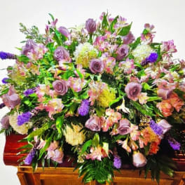 Lavender, Pink and White Casket Spray