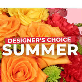 Bright mixed bouquet with orange and yellow roses and red carnations