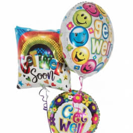 Get Well Mylar Balloon Bouquet & Bear