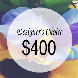 Designer's Choice $400 over a colorful flower background