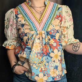Boho Floral Summer Blouse