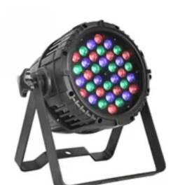 Black stage light with multicolored LED bulbs
