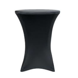 Black cocktail table with fitted stretch cover