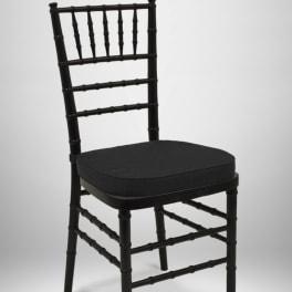 Black chair with a cushioned seat on a white background
