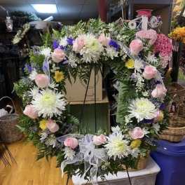 Everlasting Love Fresh Wreath on Easel