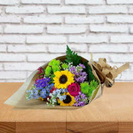 Spring Mix flowers Wrapped Bouquet Daily Special