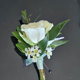 White rose boutonniere