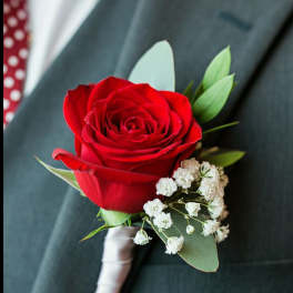 Red rose boutonniere