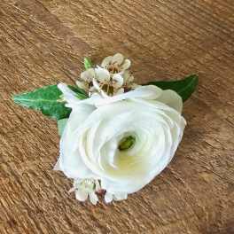 White ranunculus boutonniere