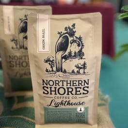 Bag of Northern Shores Lighthouse whole bean coffee