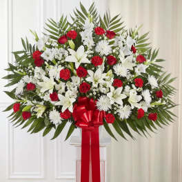 Red and White standing basket