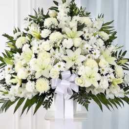 All white standing basket