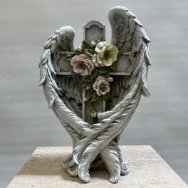 Flowered Cross in Angel Wings