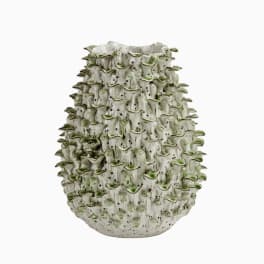 Hand-Crafted Green and White Coral Ceramic Vase