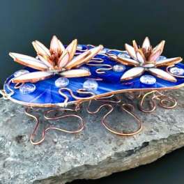 #A126 - White and Pink Floating Water Lilies