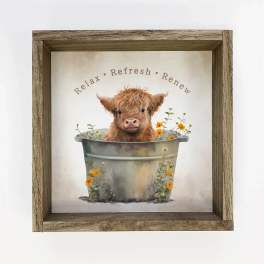 Highland Calf in Metal Tub