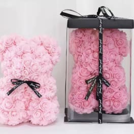 10 inch pink rose teddy