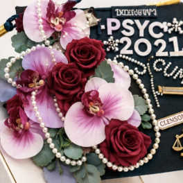 Luxe Orchid & Rose Graduation Cap Decoration