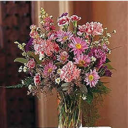Pink & Purple in Glass Vase