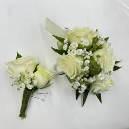 White Rose Corsage & Boutonnière