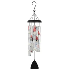 Decorative hanging wind chime with floral-printed tubes