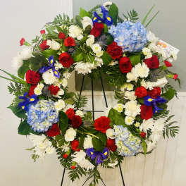 Red White and Blue Sympathy Wreath