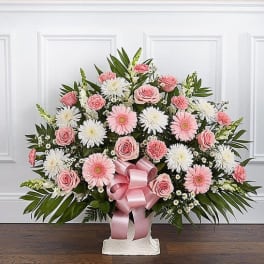 Pink and White Heartfelt Floor Basket