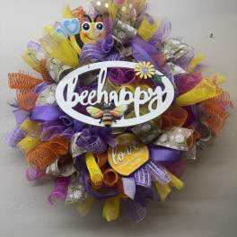 Spring Bee Happy Wreath