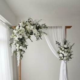 Elegant White Fabric Arch Decoration
