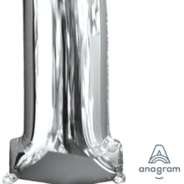 26" x 11" Silver Number 1 Mid-Size Foil Balloon