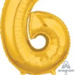 Gold Number 6 Mid-Size Foil Balloon