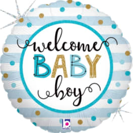 18" Baby Boy Stripes Foil Balloon