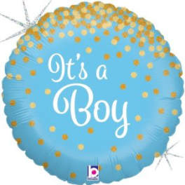 18" Glittering It's A Boy Holographic Foil Balloon