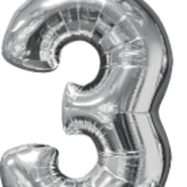 26" x 17" Silver Number 3 Mid-Size Foil Balloon