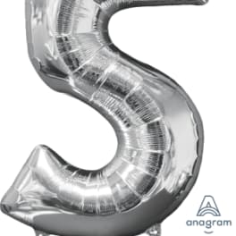 26" x 18" Silver Number 5 Mid-Size Foil Balloon