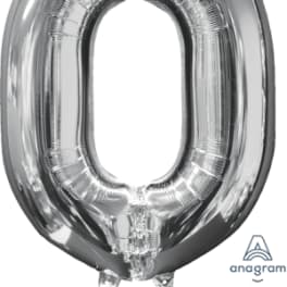 26" x 20" Silver Number 0 Mid-Size Foil Balloon
