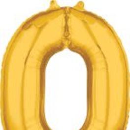 26" x 20" Gold Number 0 Mid-Size Foil Balloon